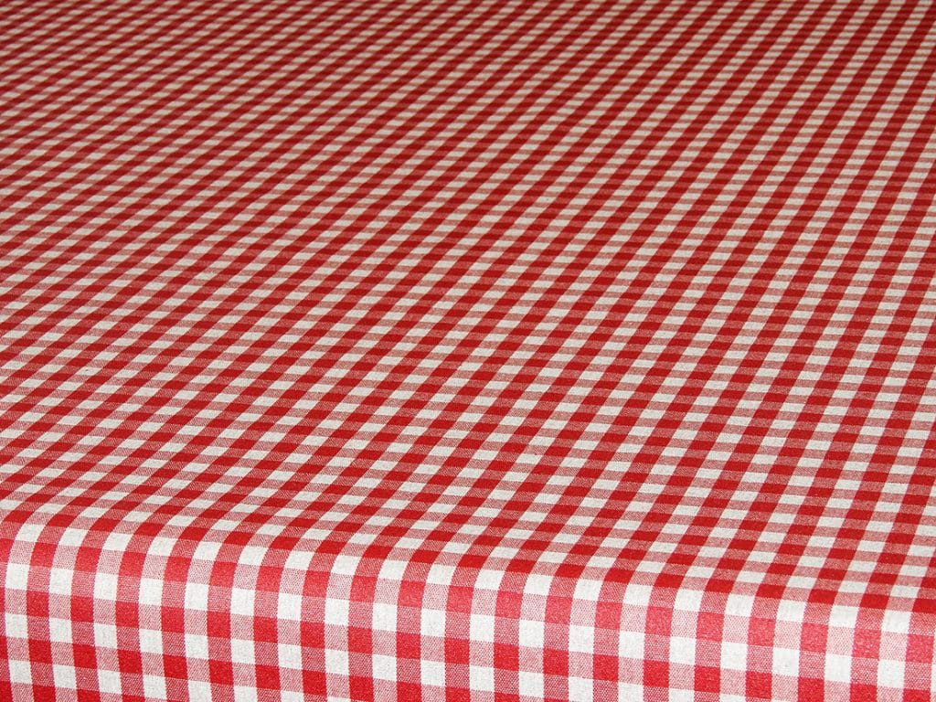 Gerd ternet tekstildug i rød og hørfarve