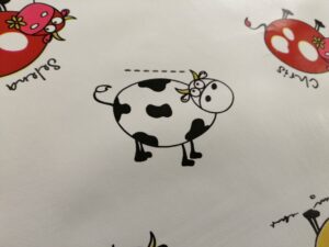 Voksdug med kulørte køer b