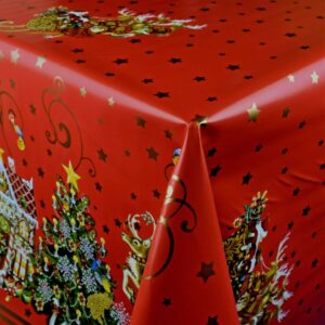 Julemandens kane julevoksdug i rød Ø 140 cm