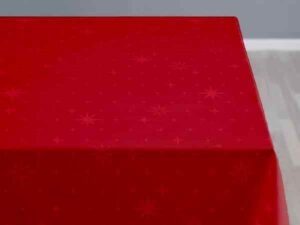Rød damask juledug stjernernes nat 140 x 320 cm
