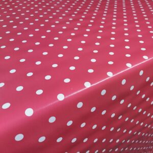 Pink voksdug med hvide prikker