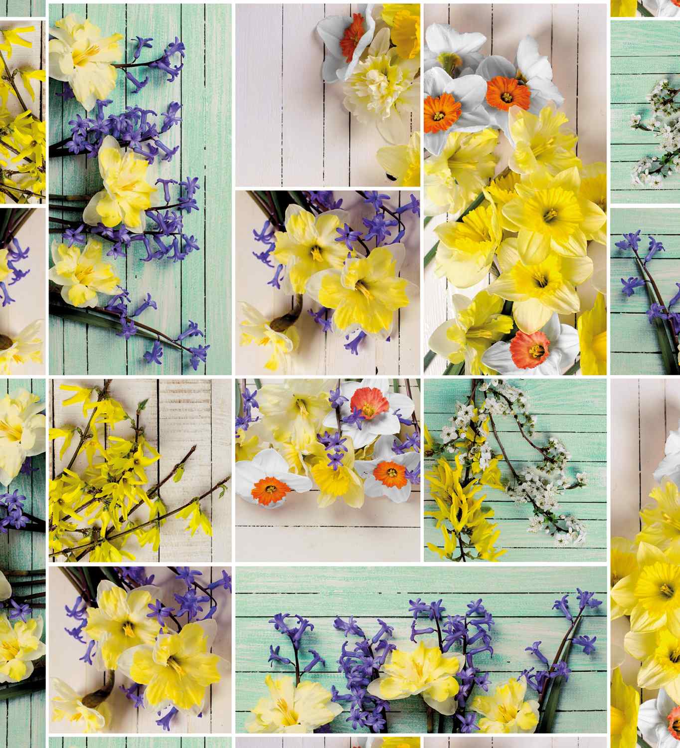 Forårsbud voksdug med gule påskeliljer Ø 140 cm a