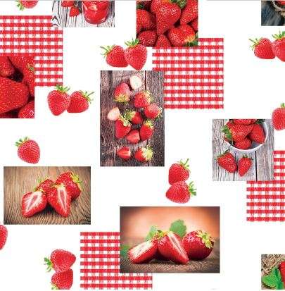 Voksdug med jordbær i skål
