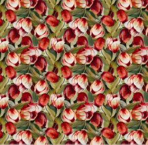 Rie voksdug med tulipaner Ø 140 cm a