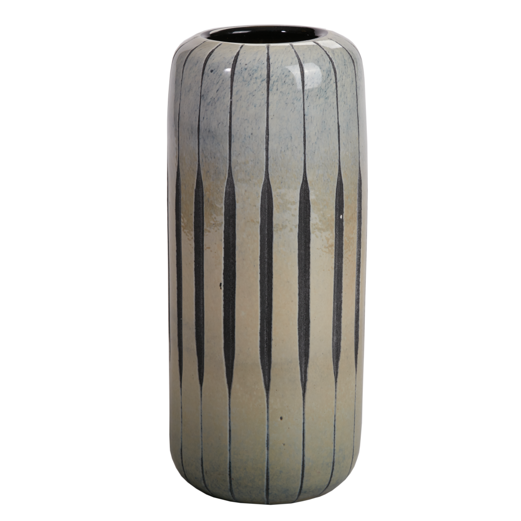 Gråsort cylinder glas vase 30 cm