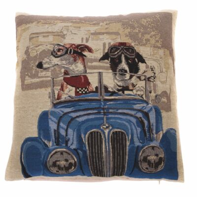 Pude med hunde i bil 42 x 42 cm