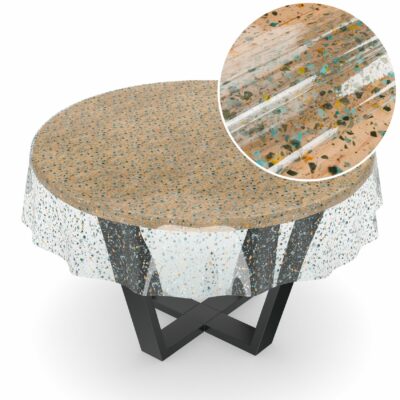 Klar voksdug med terrazzo mønster Ø 140 cm