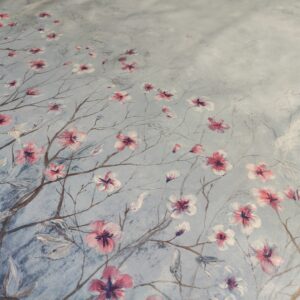 Voksdug Ava med blomster blå c
